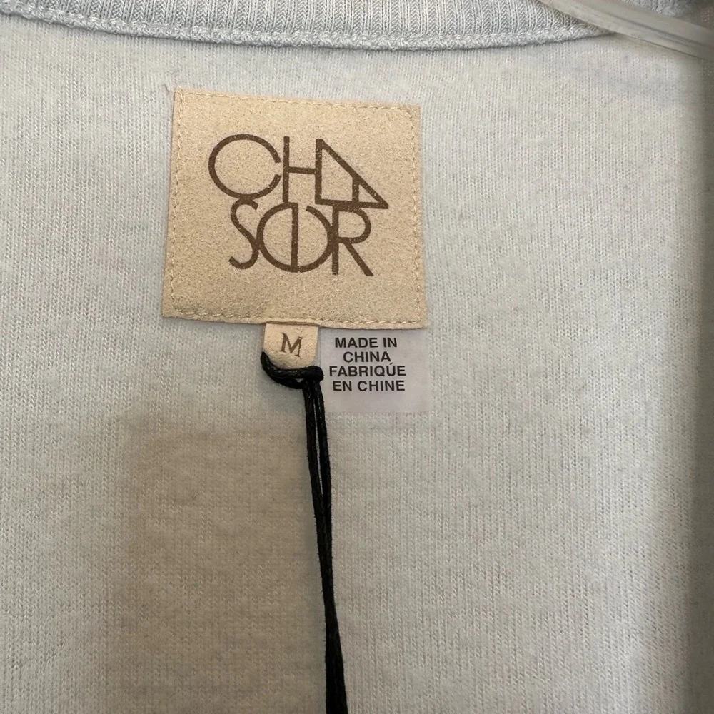 Chaser Cozy Knit‎ Open Vent Jogger set in a baby blueish gray color size medium
